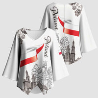 Poland Eagle Heritage Kimono Sleeve Blouse Wawel Castle Polish Wycinanki Folk Pattern - Wonder Print Shop
