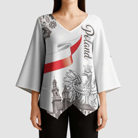 Poland Eagle Heritage Kimono Sleeve Blouse Wawel Castle Polish Wycinanki Folk Pattern - Wonder Print Shop