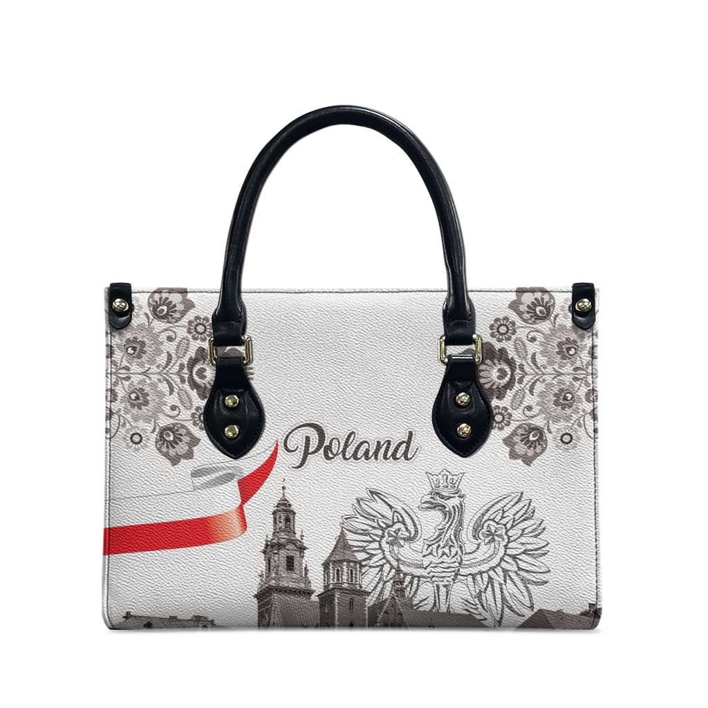 Poland Eagle Heritage Leather Bag Wawel Castle Polish Wycinanki Folk Pattern - Wonder Print Shop