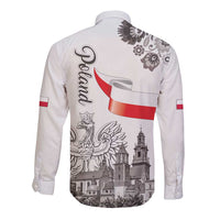 Poland Eagle Heritage Long Sleeve Button Shirt Wawel Castle Polish Wycinanki Folk Pattern - Wonder Print Shop