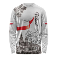 Poland Eagle Heritage Long Sleeve Shirt Wawel Castle Polish Wycinanki Folk Pattern - Wonder Print Shop