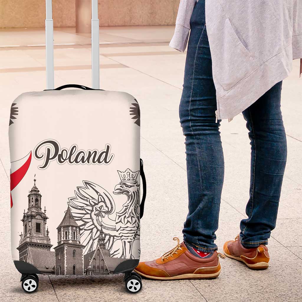 Poland Eagle Heritage Luggage Cover Wawel Castle Polish Wycinanki Folk Pattern - Wonder Print Shop