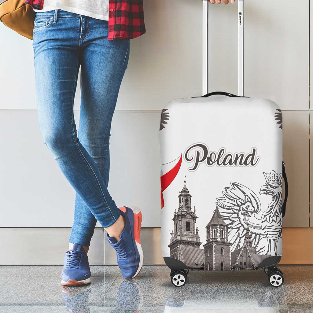 Poland Eagle Heritage Luggage Cover Wawel Castle Polish Wycinanki Folk Pattern - Wonder Print Shop