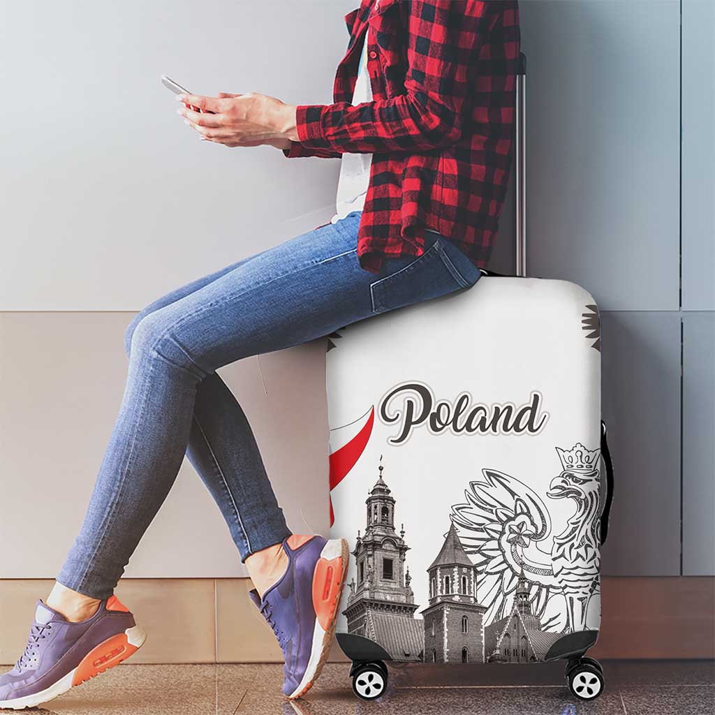Poland Eagle Heritage Luggage Cover Wawel Castle Polish Wycinanki Folk Pattern - Wonder Print Shop