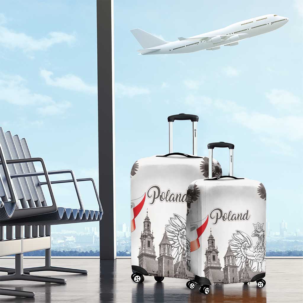 Poland Eagle Heritage Luggage Cover Wawel Castle Polish Wycinanki Folk Pattern - Wonder Print Shop