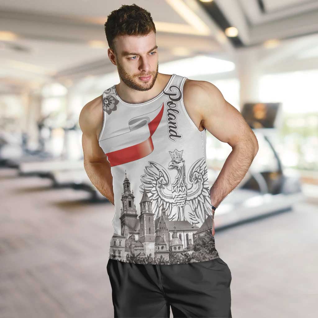 Poland Eagle Heritage Men Tank Top Wawel Castle Polish Wycinanki Folk Pattern - Wonder Print Shop