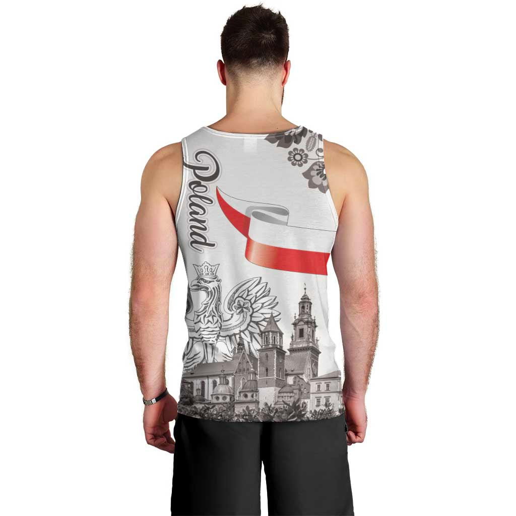 Poland Eagle Heritage Men Tank Top Wawel Castle Polish Wycinanki Folk Pattern - Wonder Print Shop