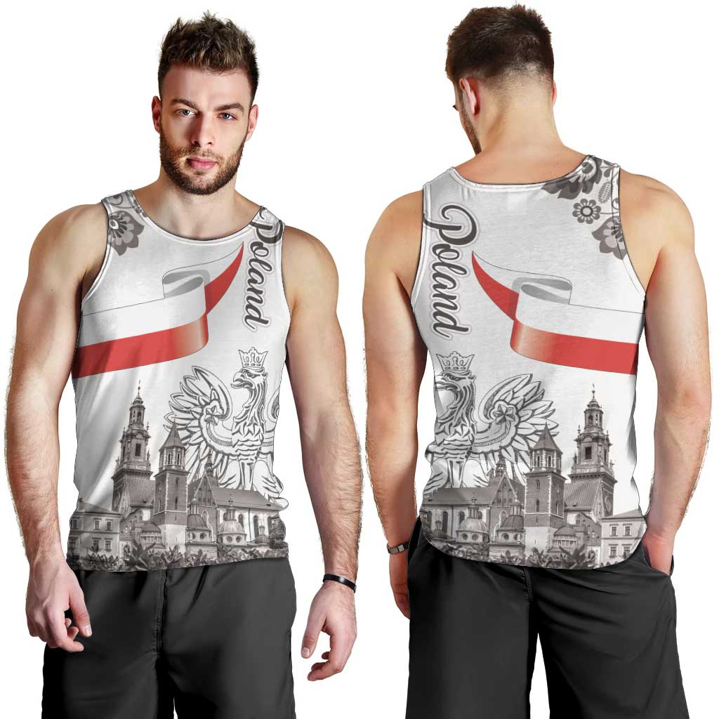 Poland Eagle Heritage Men Tank Top Wawel Castle Polish Wycinanki Folk Pattern - Wonder Print Shop