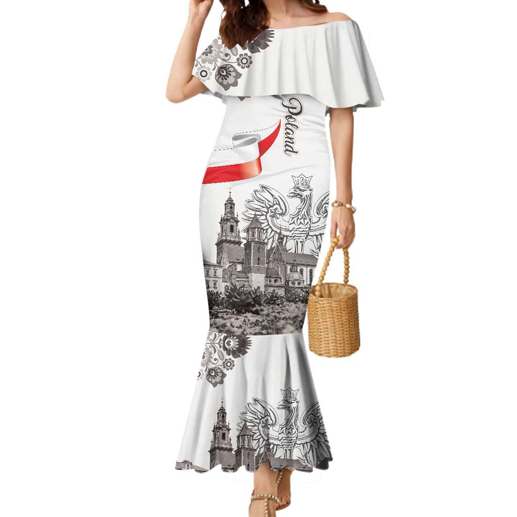 Poland Eagle Heritage Mermaid Dress Wawel Castle Polish Wycinanki Folk Pattern - Wonder Print Shop