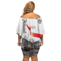 Poland Eagle Heritage Off Shoulder Short Dress Wawel Castle Polish Wycinanki Folk Pattern - Wonder Print Shop