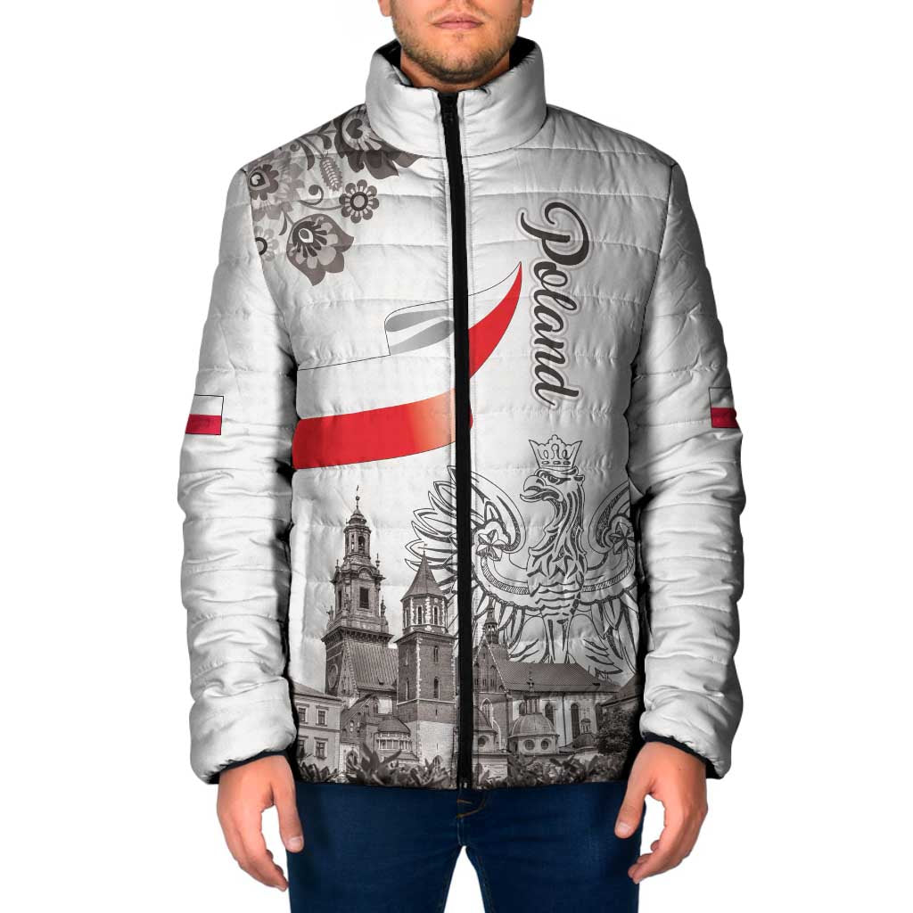 Poland Eagle Heritage Padded Jacket Wawel Castle Polish Wycinanki Folk Pattern - Wonder Print Shop