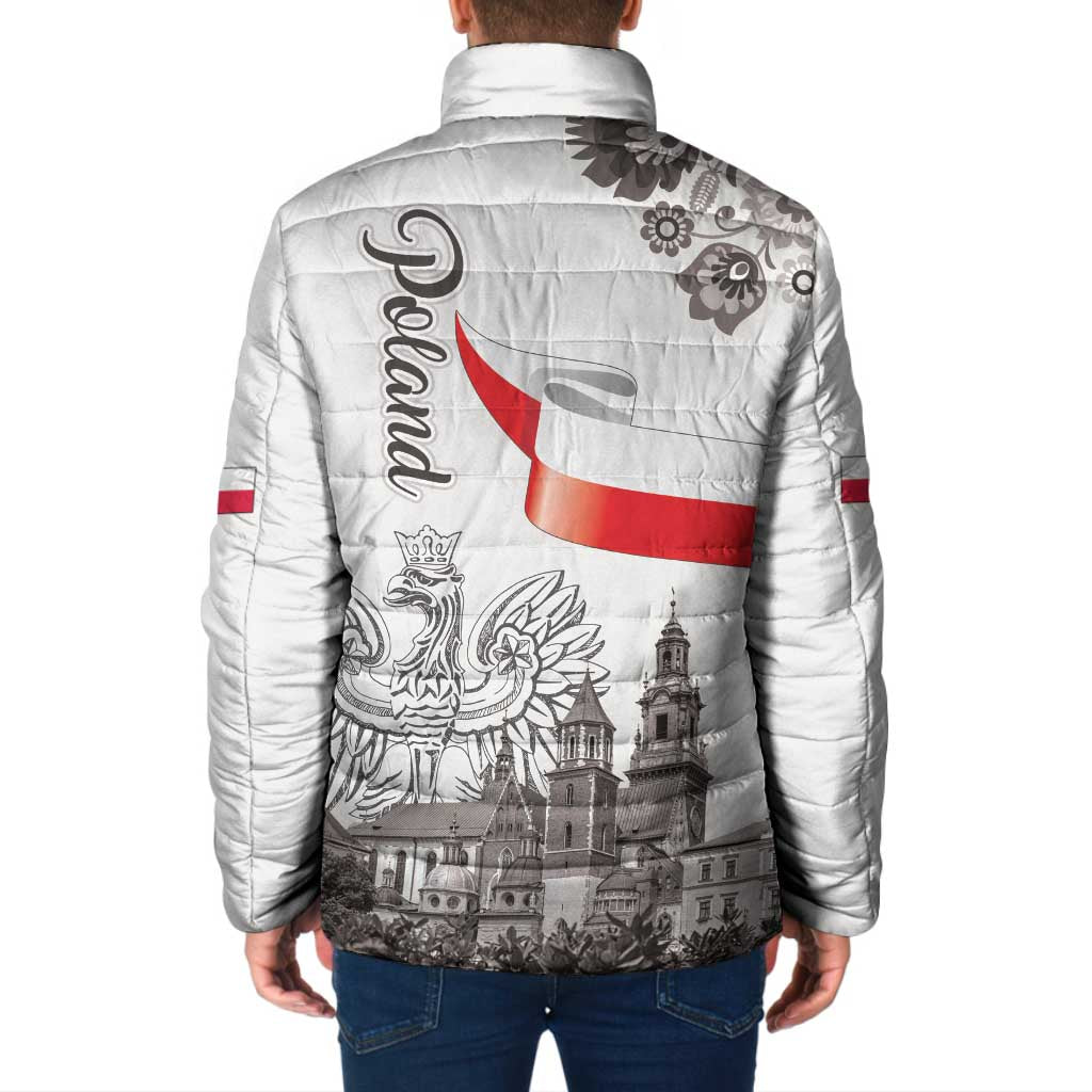 Poland Eagle Heritage Padded Jacket Wawel Castle Polish Wycinanki Folk Pattern - Wonder Print Shop