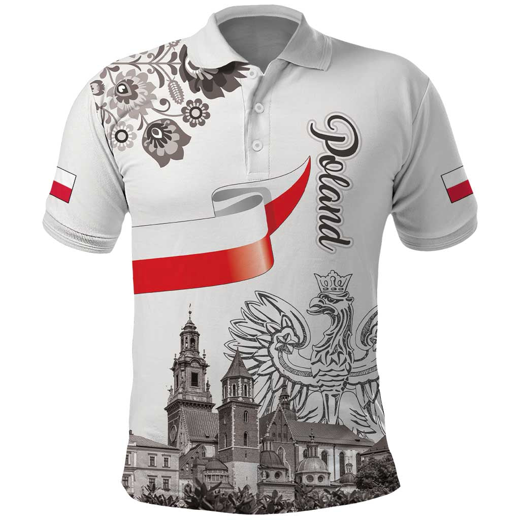 Poland Eagle Heritage Polo Shirt Wawel Castle Polish Wycinanki Folk Pattern - Wonder Print Shop
