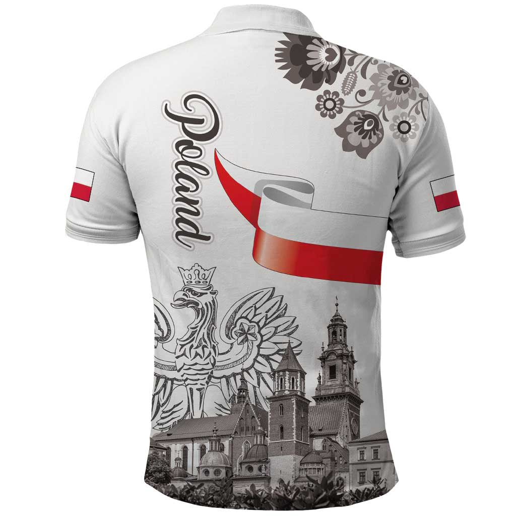 Poland Eagle Heritage Polo Shirt Wawel Castle Polish Wycinanki Folk Pattern - Wonder Print Shop