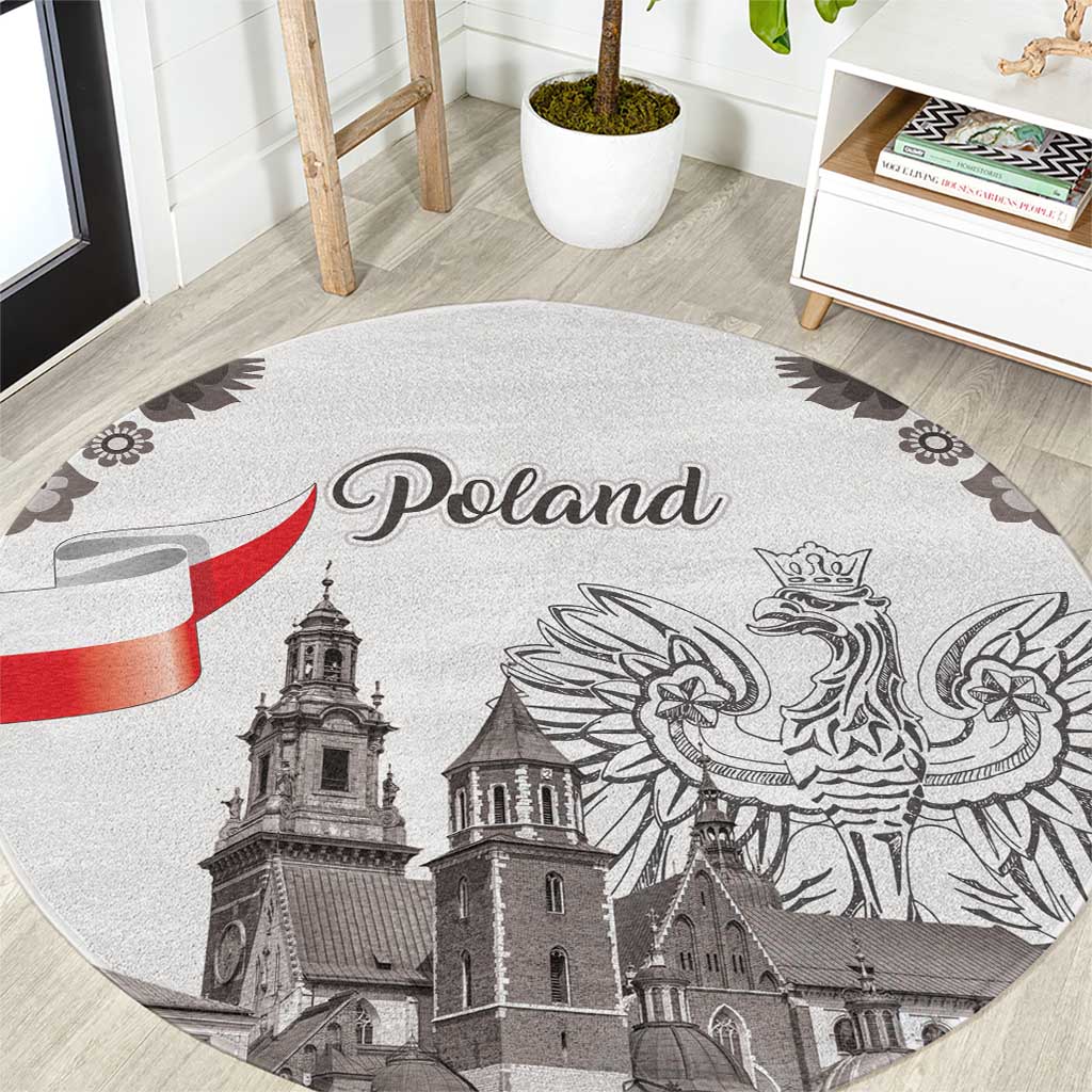 Poland Eagle Heritage Round Carpet Wawel Castle Polish Wycinanki Folk Pattern - Wonder Print Shop
