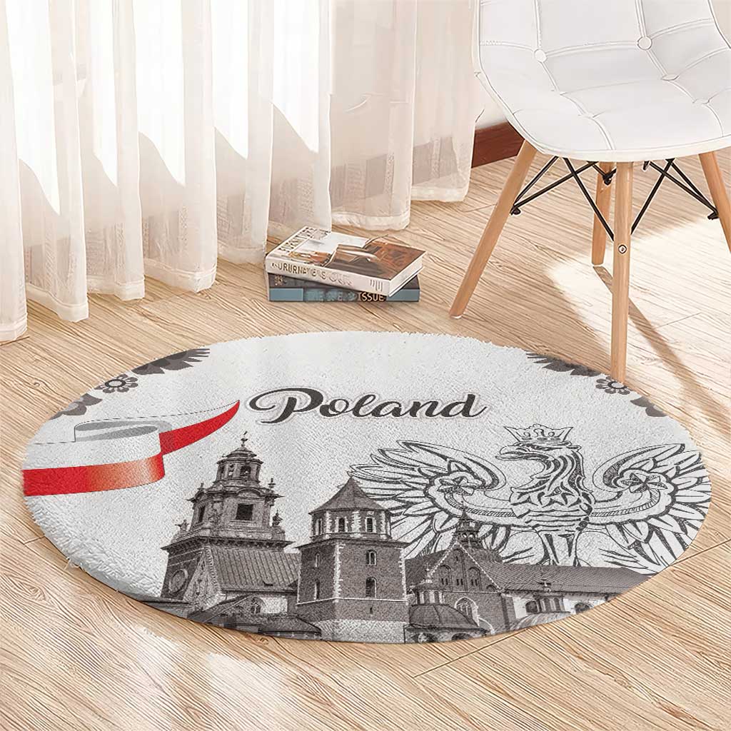 Poland Eagle Heritage Round Carpet Wawel Castle Polish Wycinanki Folk Pattern - Wonder Print Shop