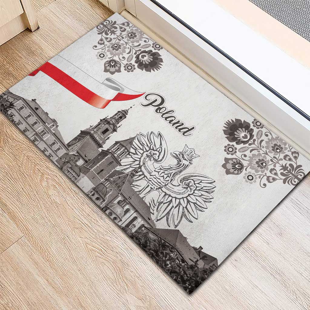 Poland Eagle Heritage Rubber Doormat Wawel Castle Polish Wycinanki Folk Pattern - Wonder Print Shop