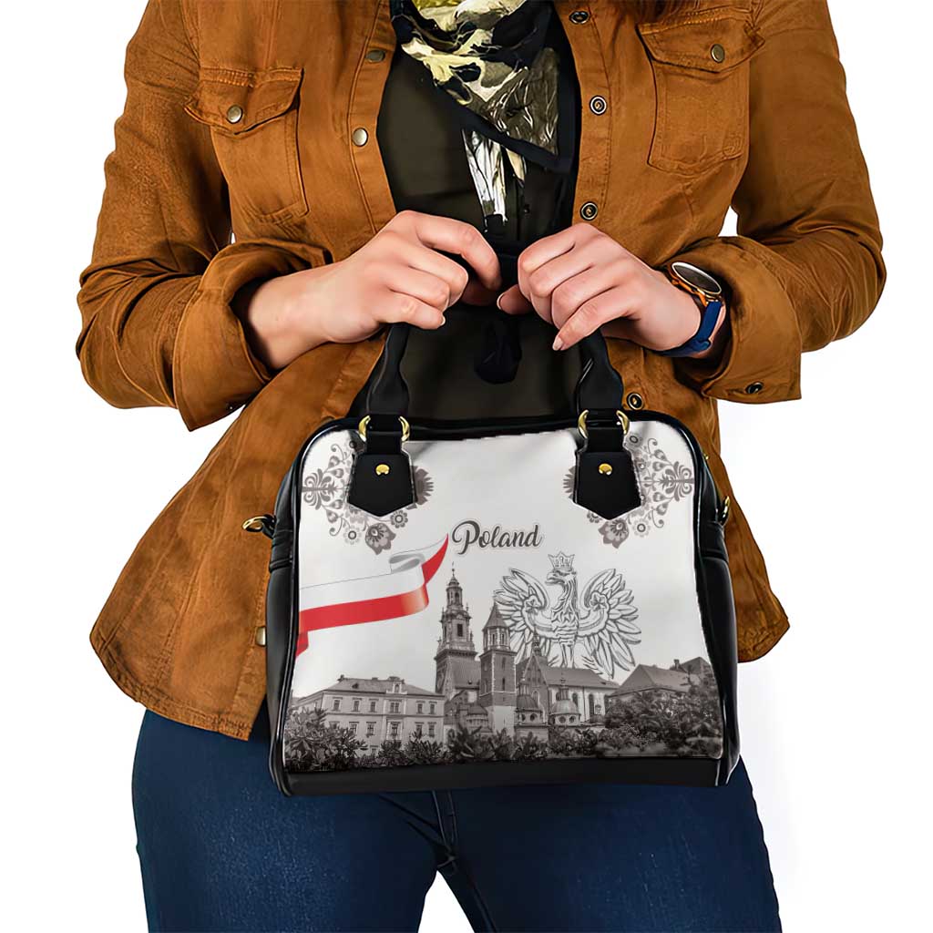 Poland Eagle Heritage Shoulder Handbag Wawel Castle Polish Wycinanki Folk Pattern - Wonder Print Shop