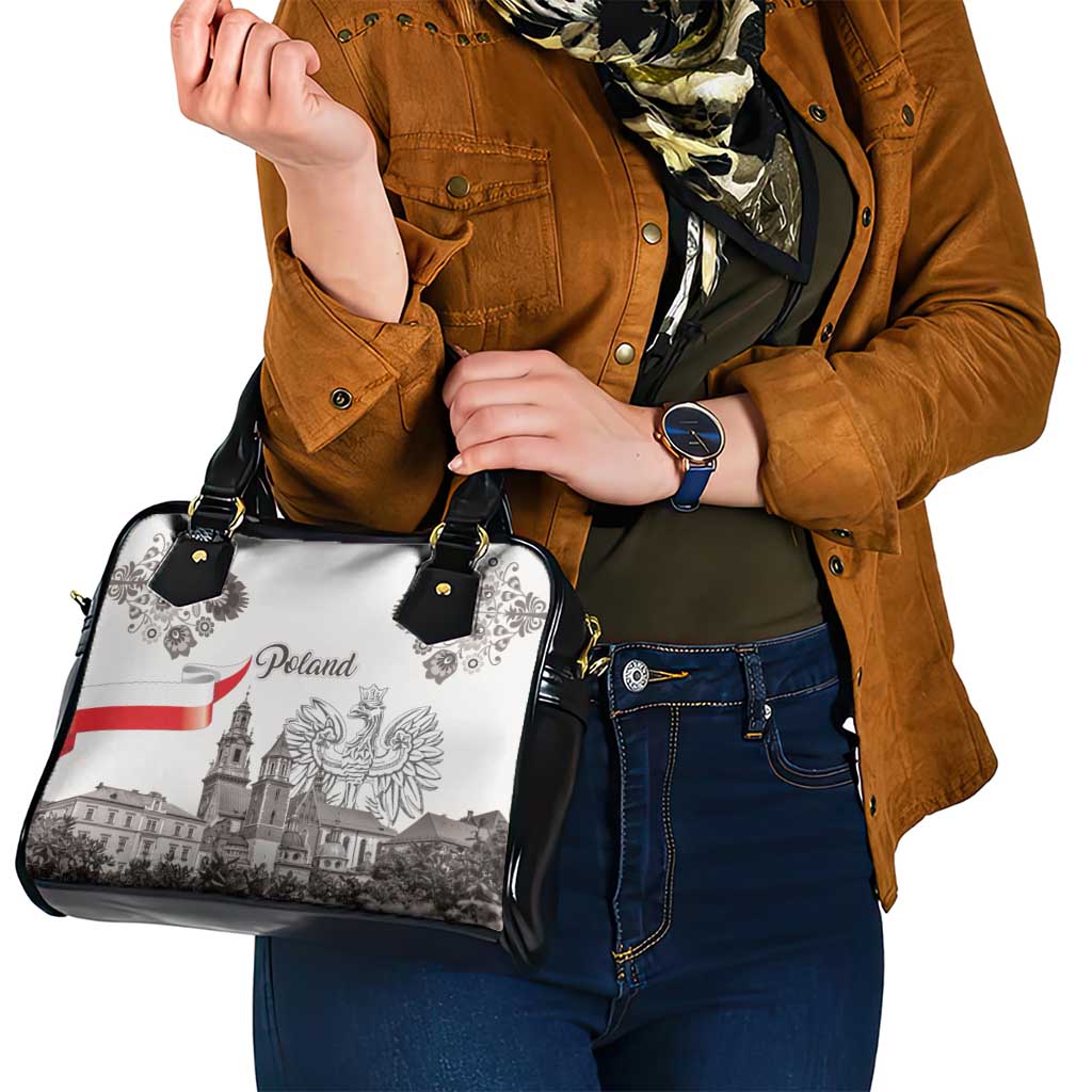 Poland Eagle Heritage Shoulder Handbag Wawel Castle Polish Wycinanki Folk Pattern - Wonder Print Shop
