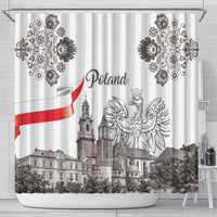 Poland Eagle Heritage Shower Curtain Wawel Castle Polish Wycinanki Folk Pattern - Wonder Print Shop