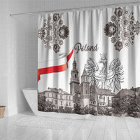 Poland Eagle Heritage Shower Curtain Wawel Castle Polish Wycinanki Folk Pattern - Wonder Print Shop