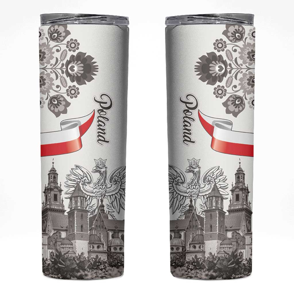 Poland Eagle Heritage Skinny Tumbler Wawel Castle Polish Wycinanki Folk Pattern - Wonder Print Shop