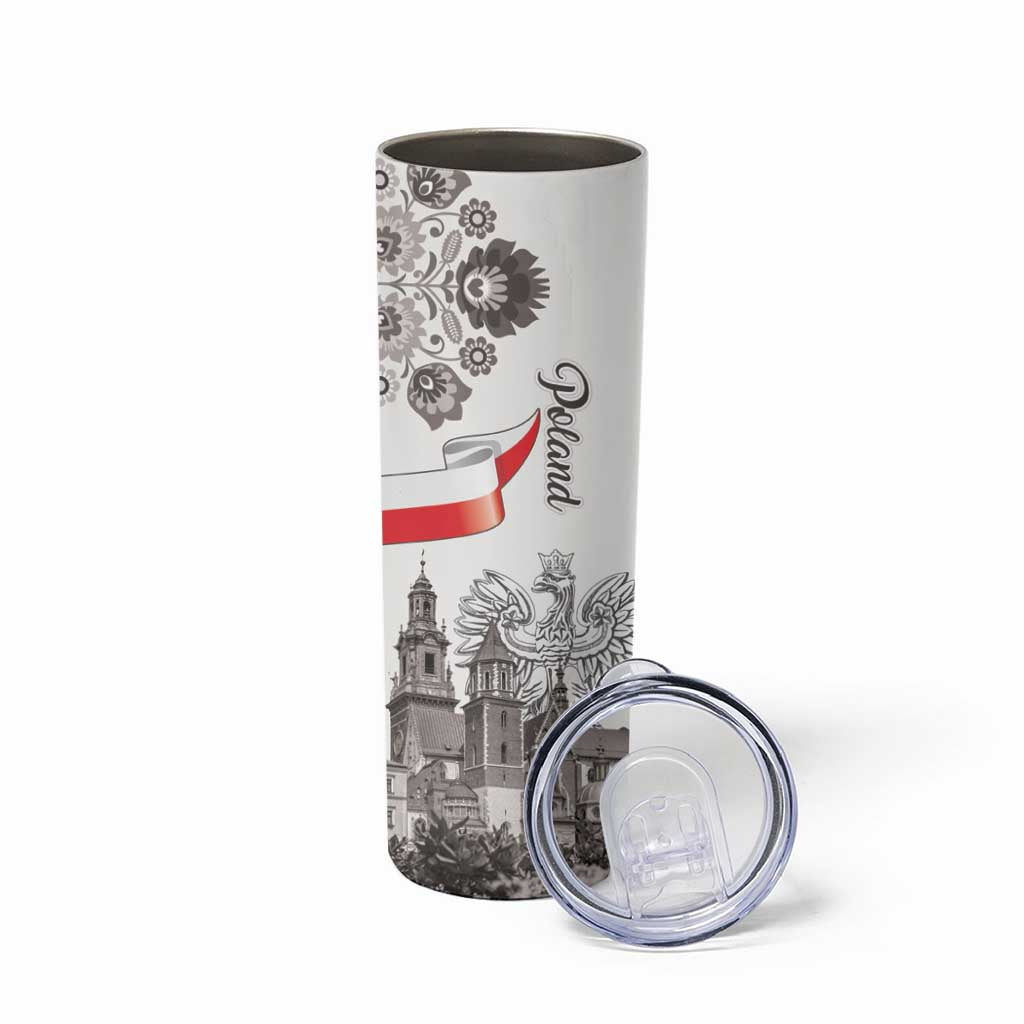 Poland Eagle Heritage Skinny Tumbler Wawel Castle Polish Wycinanki Folk Pattern - Wonder Print Shop