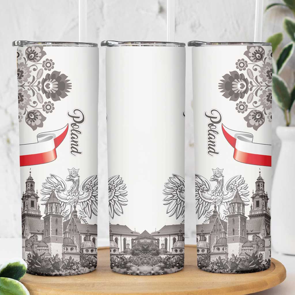 Poland Eagle Heritage Skinny Tumbler Wawel Castle Polish Wycinanki Folk Pattern - Wonder Print Shop