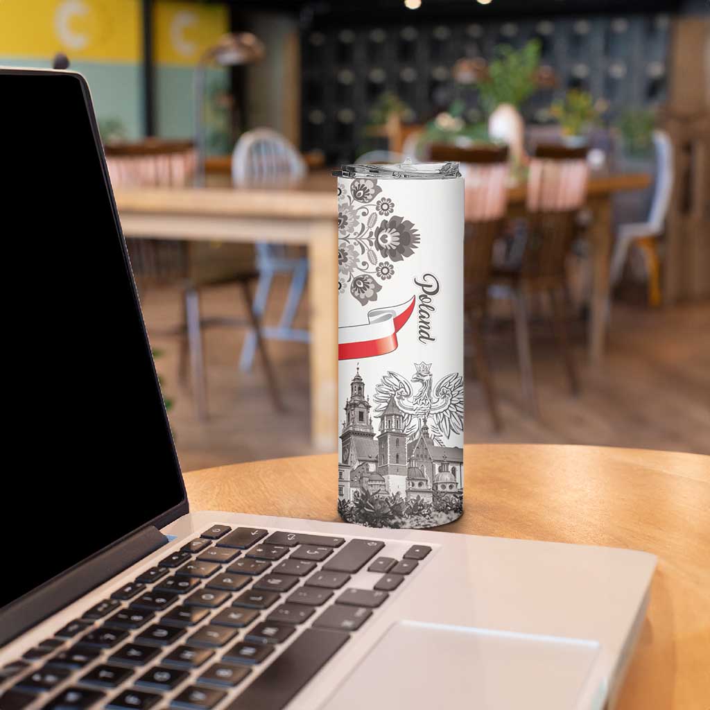 Poland Eagle Heritage Skinny Tumbler Wawel Castle Polish Wycinanki Folk Pattern - Wonder Print Shop