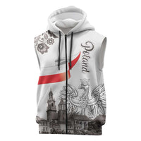 Poland Eagle Heritage Sleeveless Zip Hoodie Wawel Castle Polish Wycinanki Folk Pattern - Wonder Print Shop