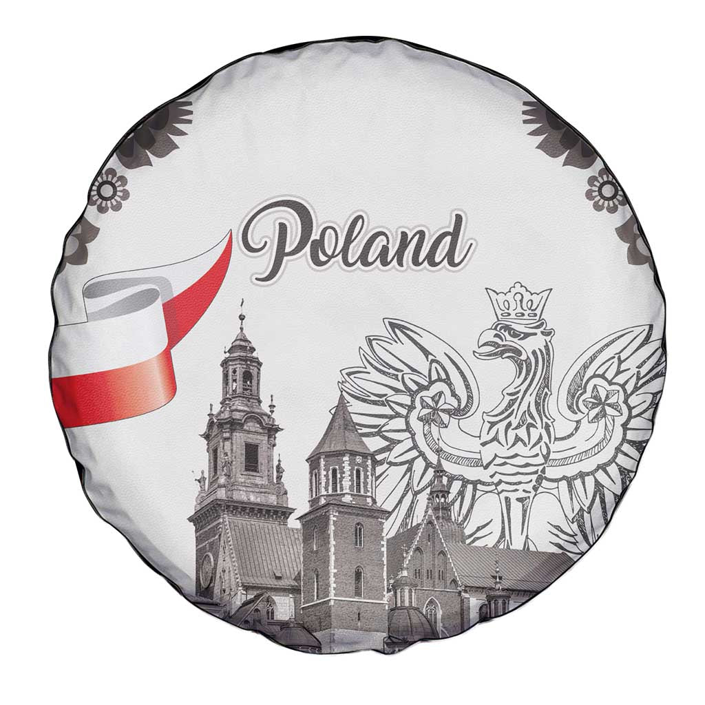 Poland Eagle Heritage Spare Tire Cover Wawel Castle Polish Wycinanki Folk Pattern - Wonder Print Shop