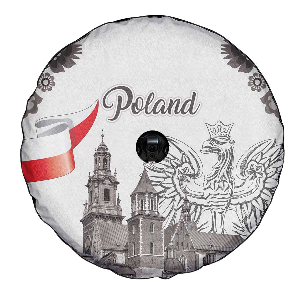 Poland Eagle Heritage Spare Tire Cover Wawel Castle Polish Wycinanki Folk Pattern - Wonder Print Shop