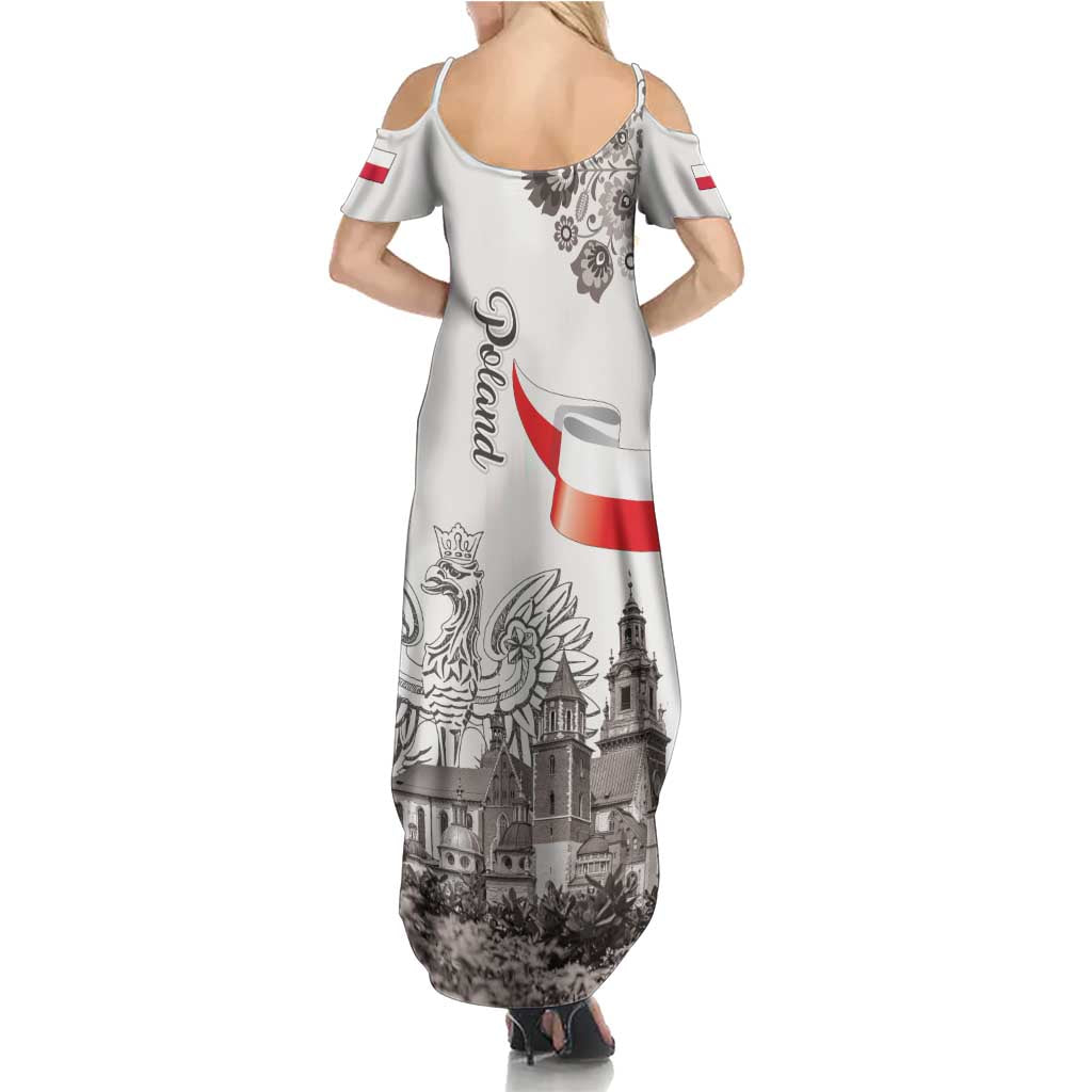 Poland Eagle Heritage Summer Maxi Dress Wawel Castle Polish Wycinanki Folk Pattern - Wonder Print Shop