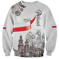 Poland Eagle Heritage Sweatshirt Wawel Castle Polish Wycinanki Folk Pattern - Wonder Print Shop
