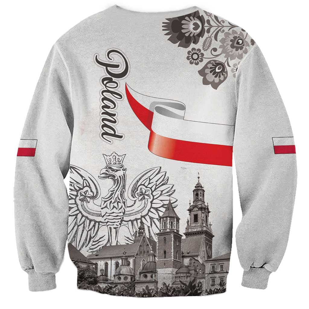 Poland Eagle Heritage Sweatshirt Wawel Castle Polish Wycinanki Folk Pattern - Wonder Print Shop