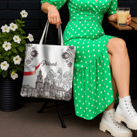 Poland Eagle Heritage Tote Bag Wawel Castle Polish Wycinanki Folk Pattern - Wonder Print Shop