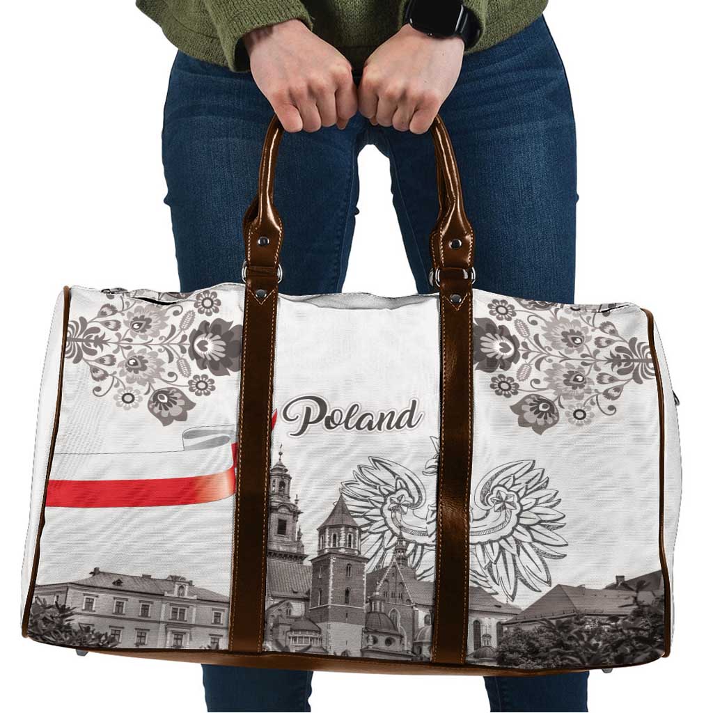 Poland Eagle Heritage Travel Bag Wawel Castle Polish Wycinanki Folk Pattern - Wonder Print Shop