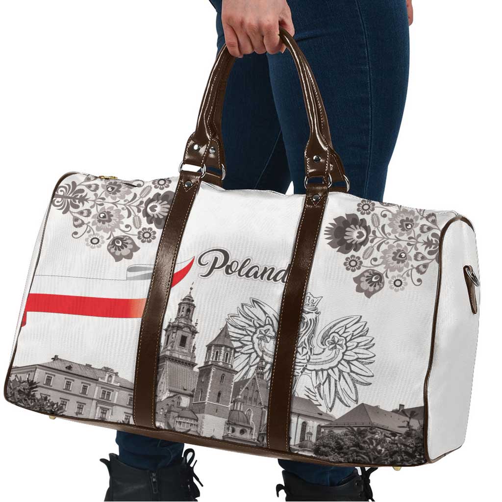 Poland Eagle Heritage Travel Bag Wawel Castle Polish Wycinanki Folk Pattern - Wonder Print Shop
