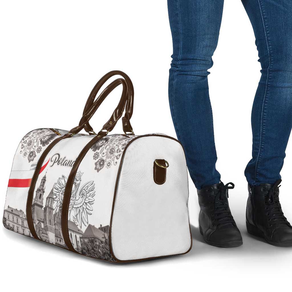 Poland Eagle Heritage Travel Bag Wawel Castle Polish Wycinanki Folk Pattern - Wonder Print Shop