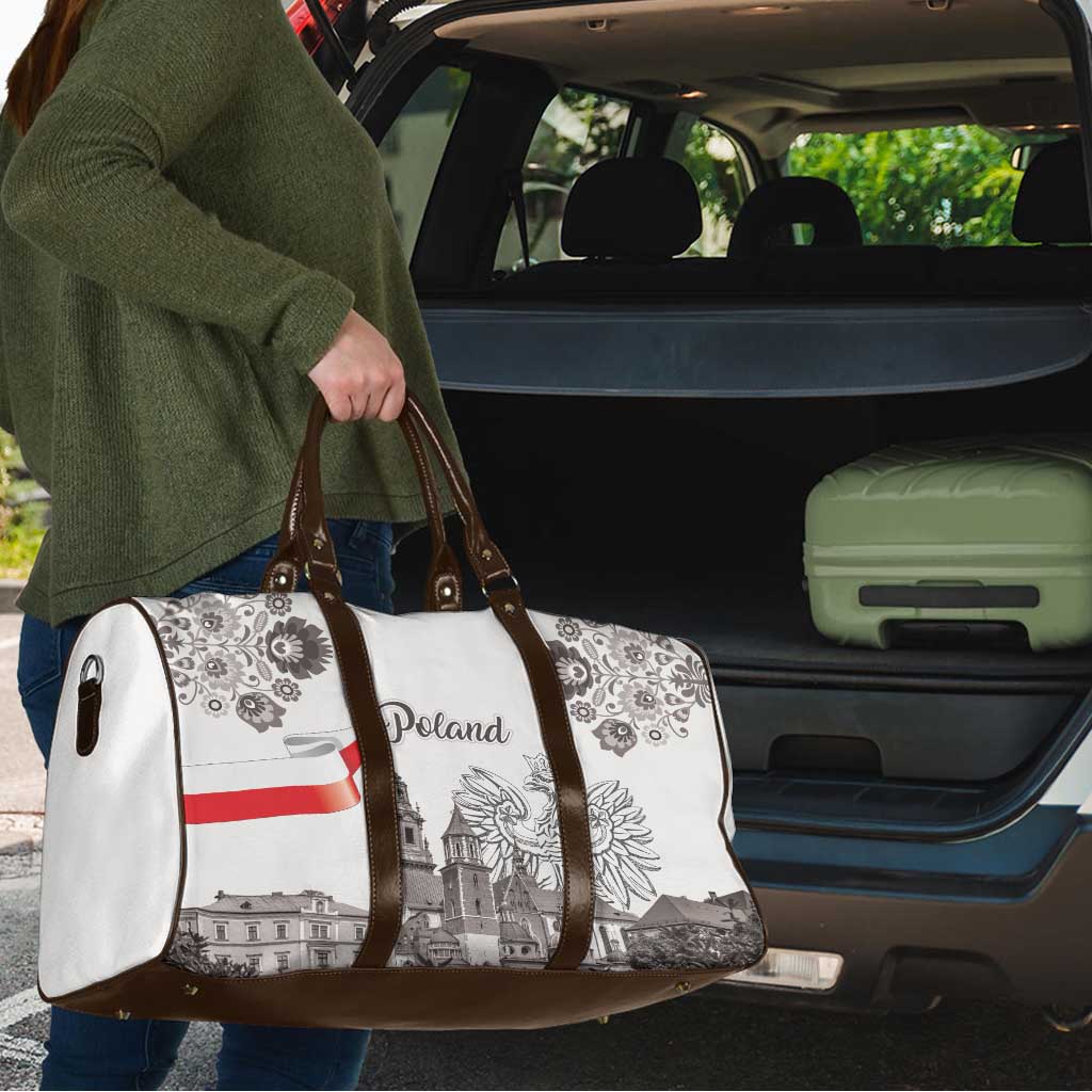 Poland Eagle Heritage Travel Bag Wawel Castle Polish Wycinanki Folk Pattern - Wonder Print Shop
