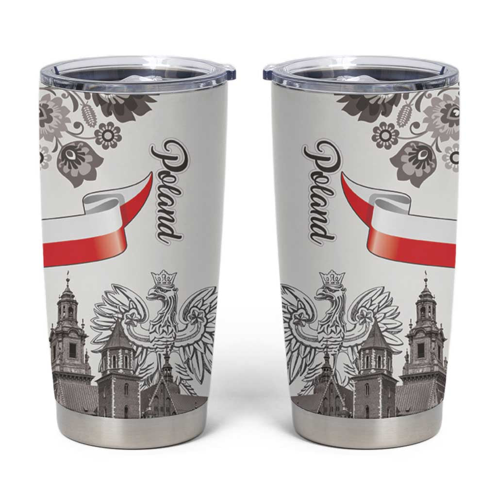 Poland Eagle Heritage Tumbler Cup Wawel Castle Polish Wycinanki Folk Pattern - Wonder Print Shop