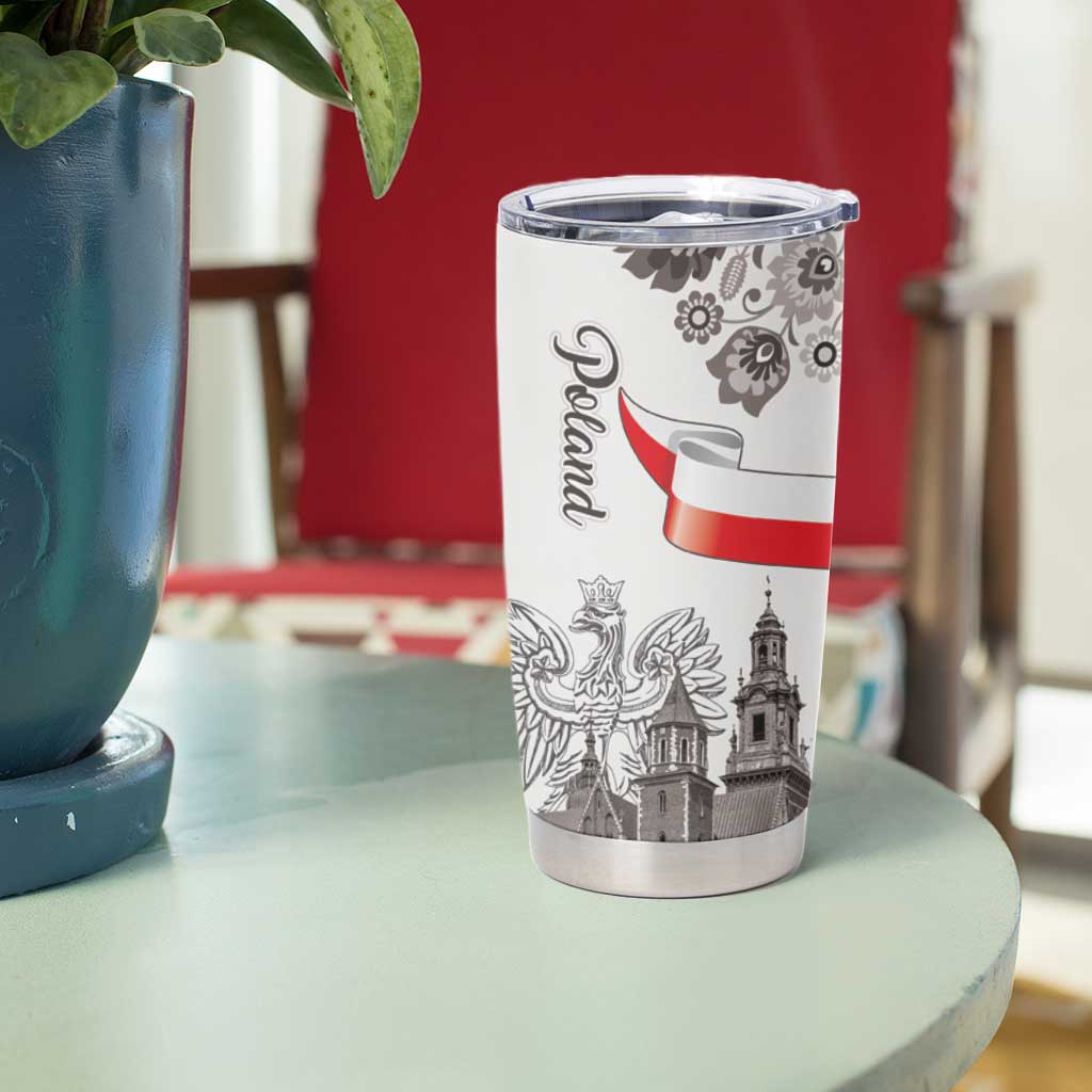 Poland Eagle Heritage Tumbler Cup Wawel Castle Polish Wycinanki Folk Pattern - Wonder Print Shop