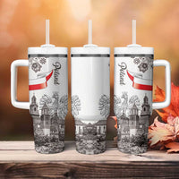 Poland Eagle Heritage Tumbler With Handle Wawel Castle Polish Wycinanki Folk Pattern - Wonder Print Shop