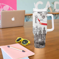 Poland Eagle Heritage Tumbler With Handle Wawel Castle Polish Wycinanki Folk Pattern - Wonder Print Shop