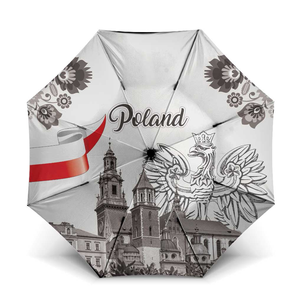 Poland Eagle Heritage Umbrella Wawel Castle Polish Wycinanki Folk Pattern - Wonder Print Shop