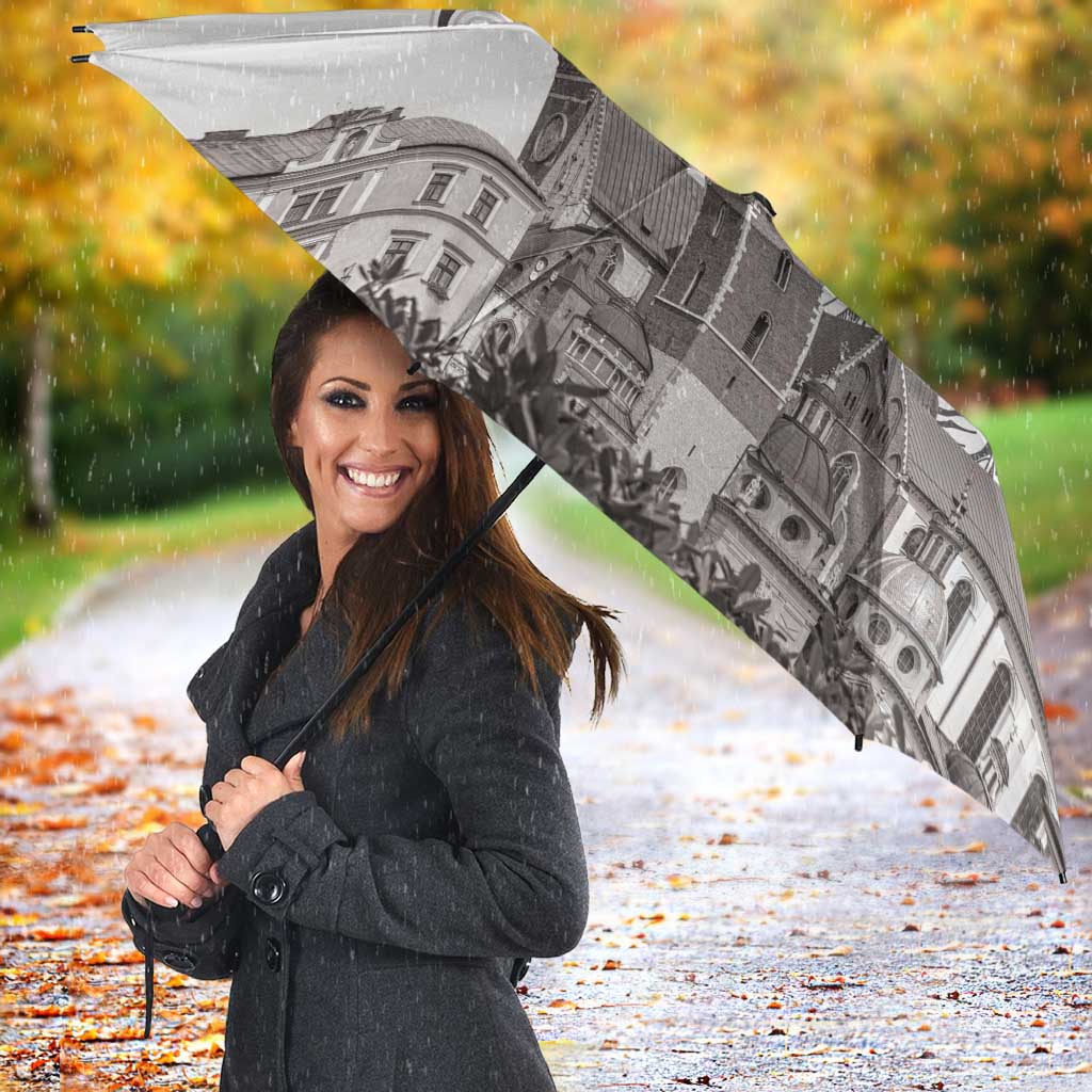 Poland Eagle Heritage Umbrella Wawel Castle Polish Wycinanki Folk Pattern - Wonder Print Shop