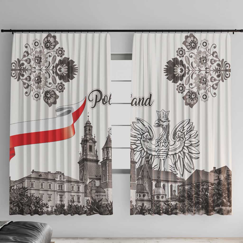Poland Eagle Heritage Window Curtain Wawel Castle Polish Wycinanki Folk Pattern - Wonder Print Shop