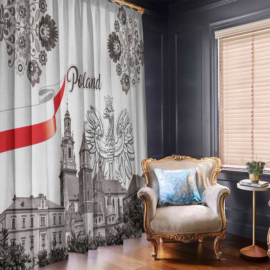 Poland Eagle Heritage Window Curtain Wawel Castle Polish Wycinanki Folk Pattern - Wonder Print Shop