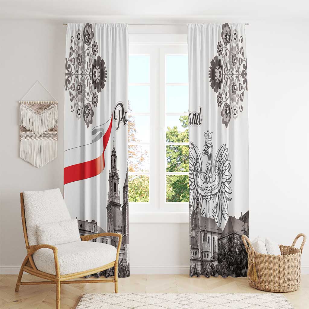 Poland Eagle Heritage Window Curtain Wawel Castle Polish Wycinanki Folk Pattern - Wonder Print Shop