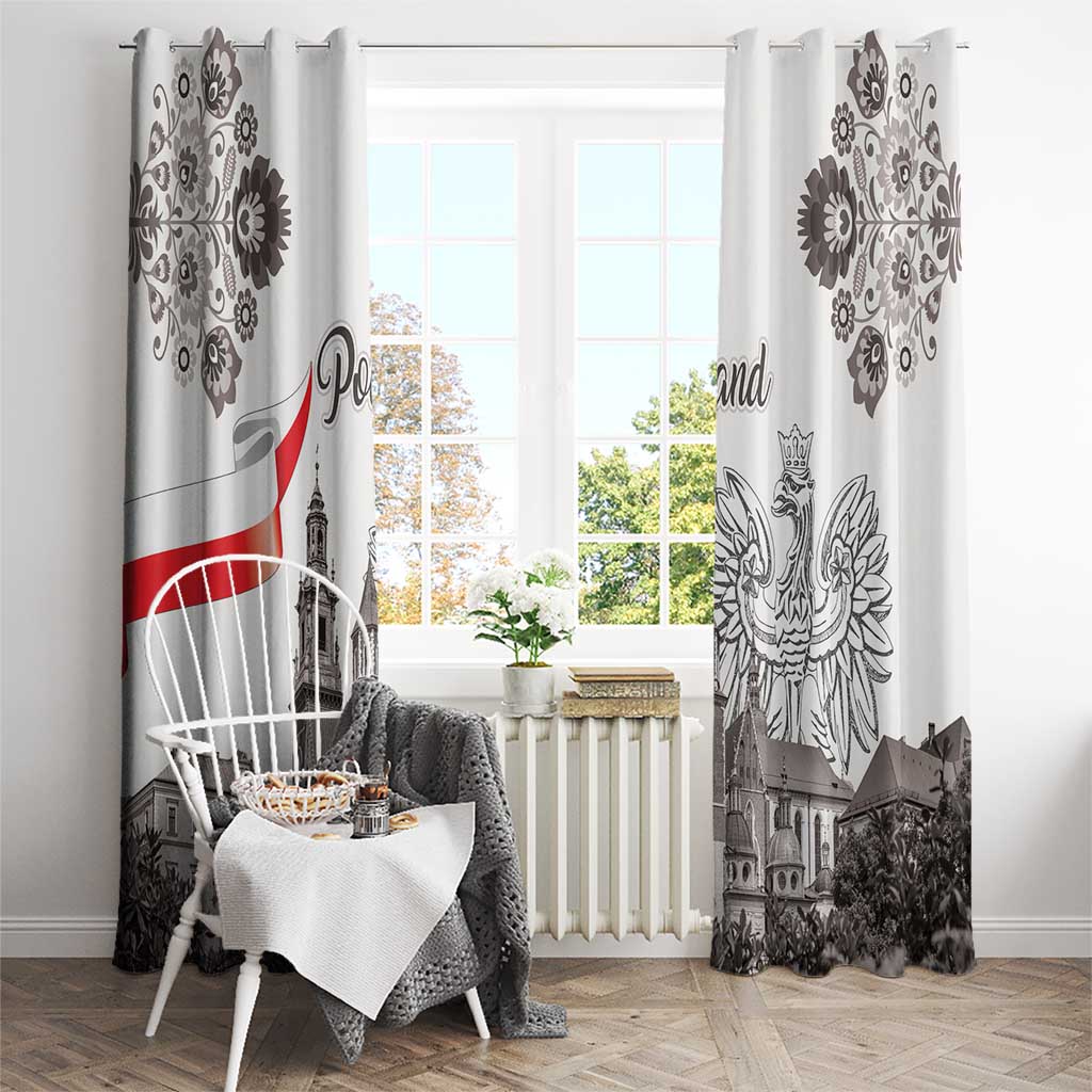 Poland Eagle Heritage Window Curtain Wawel Castle Polish Wycinanki Folk Pattern - Wonder Print Shop